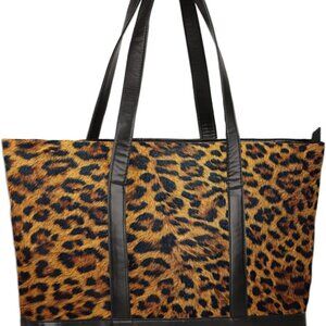 Large Capacity Leopard Print Tote - Essentials & Laptop-Friendly for Women